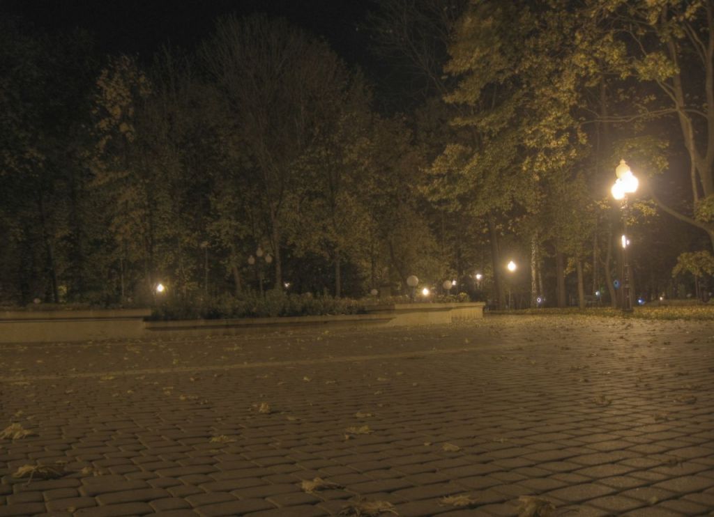 Jasielski park nocą (HDR)