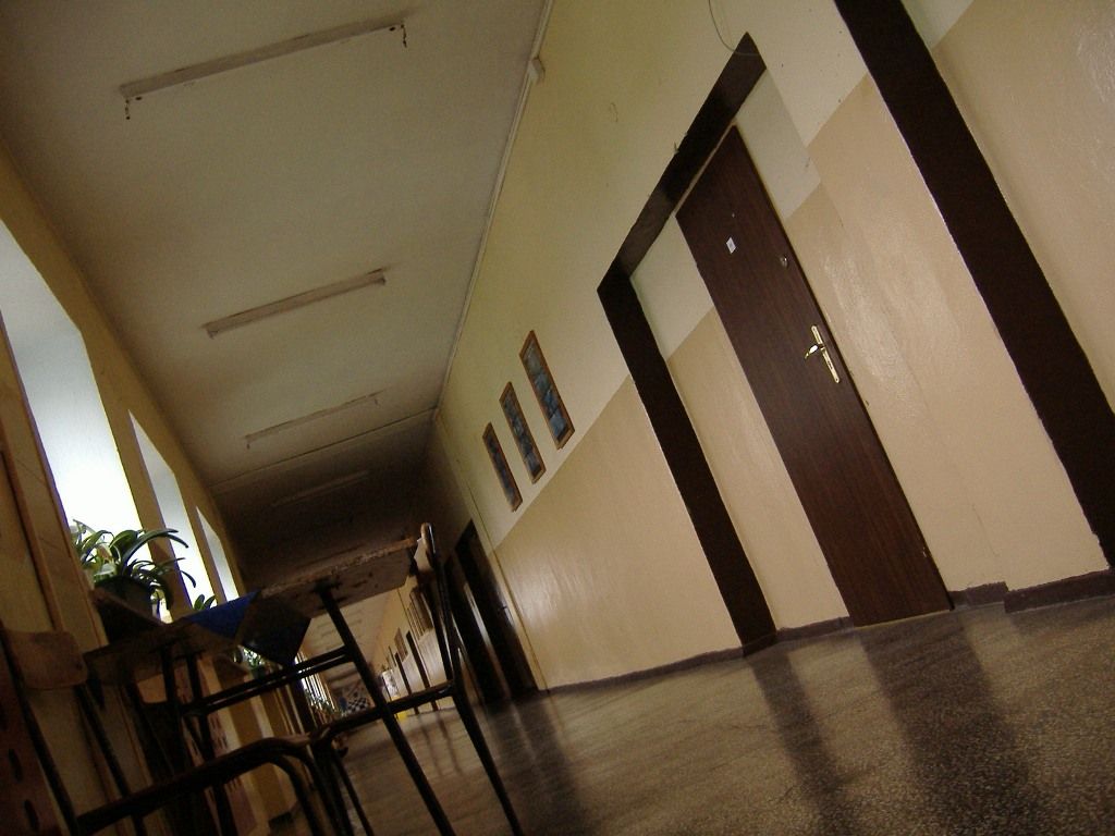 Oprawy świetlówkowe w liceum - moje zdjęcie z 2008 r.